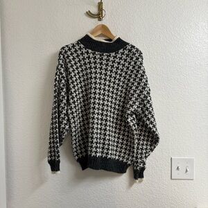 Paris Sport Club Houndstooth Wool Blend Sweater - Size Large - Made in Korea